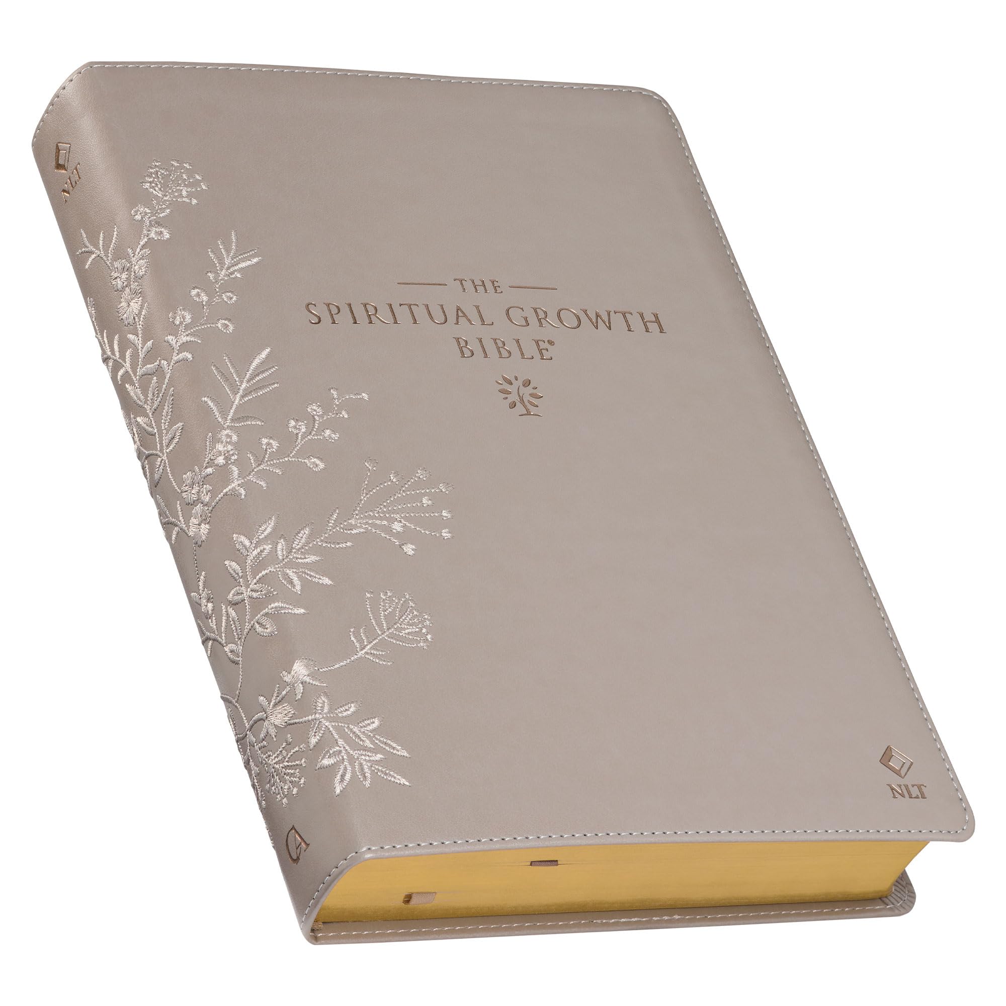The Spiritual Growth Bible, Study Bible, NLT - New Living Translation Holy Bible, Faux Leather, Taupe Embroidred Floral Religion & Esotericism