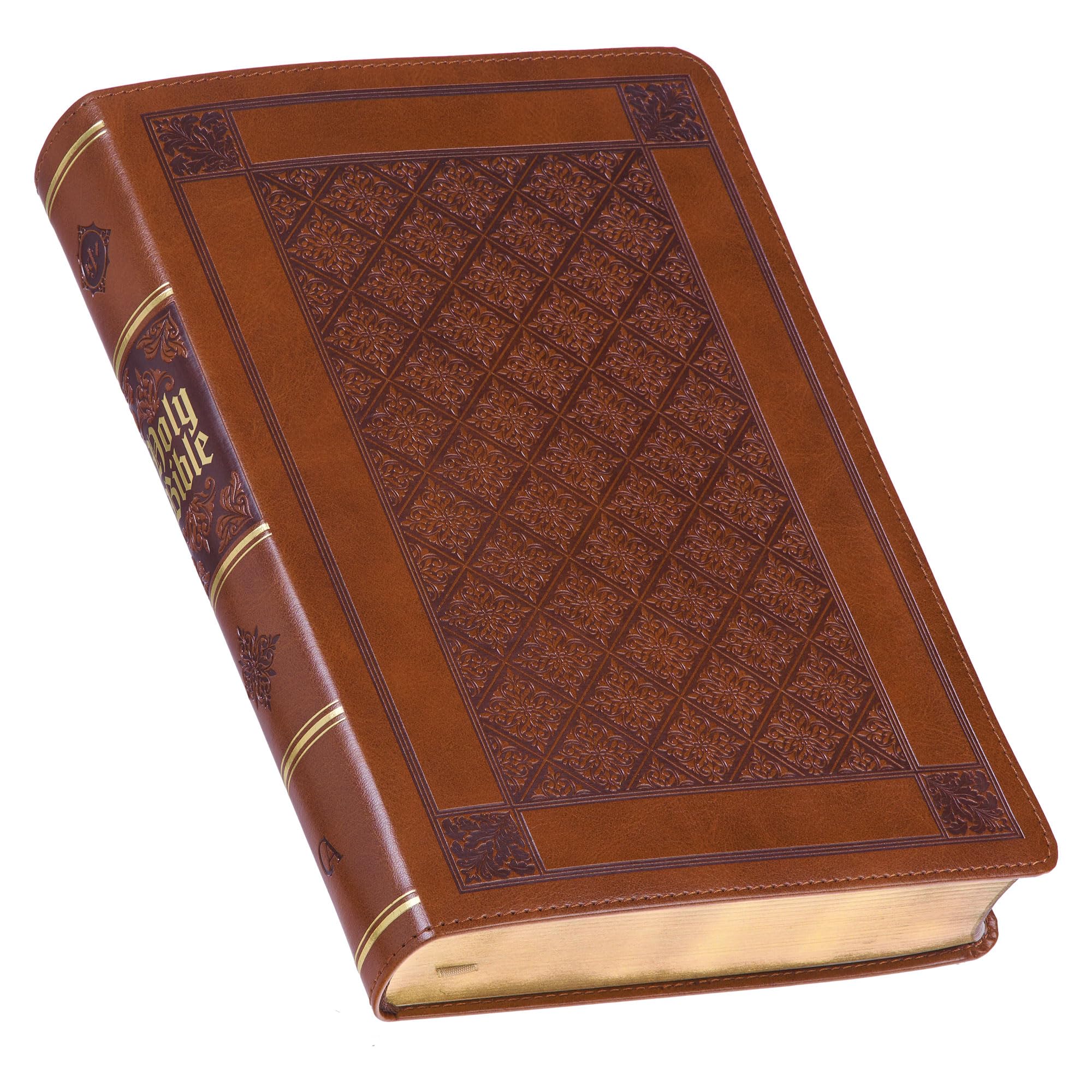 KJV Holy Bible, Giant Print Full-Size Faux Leather Red Letter Edition - Thumb Index & Ribbon Marker, King James Version, Brown Diamond Religion & Esotericism