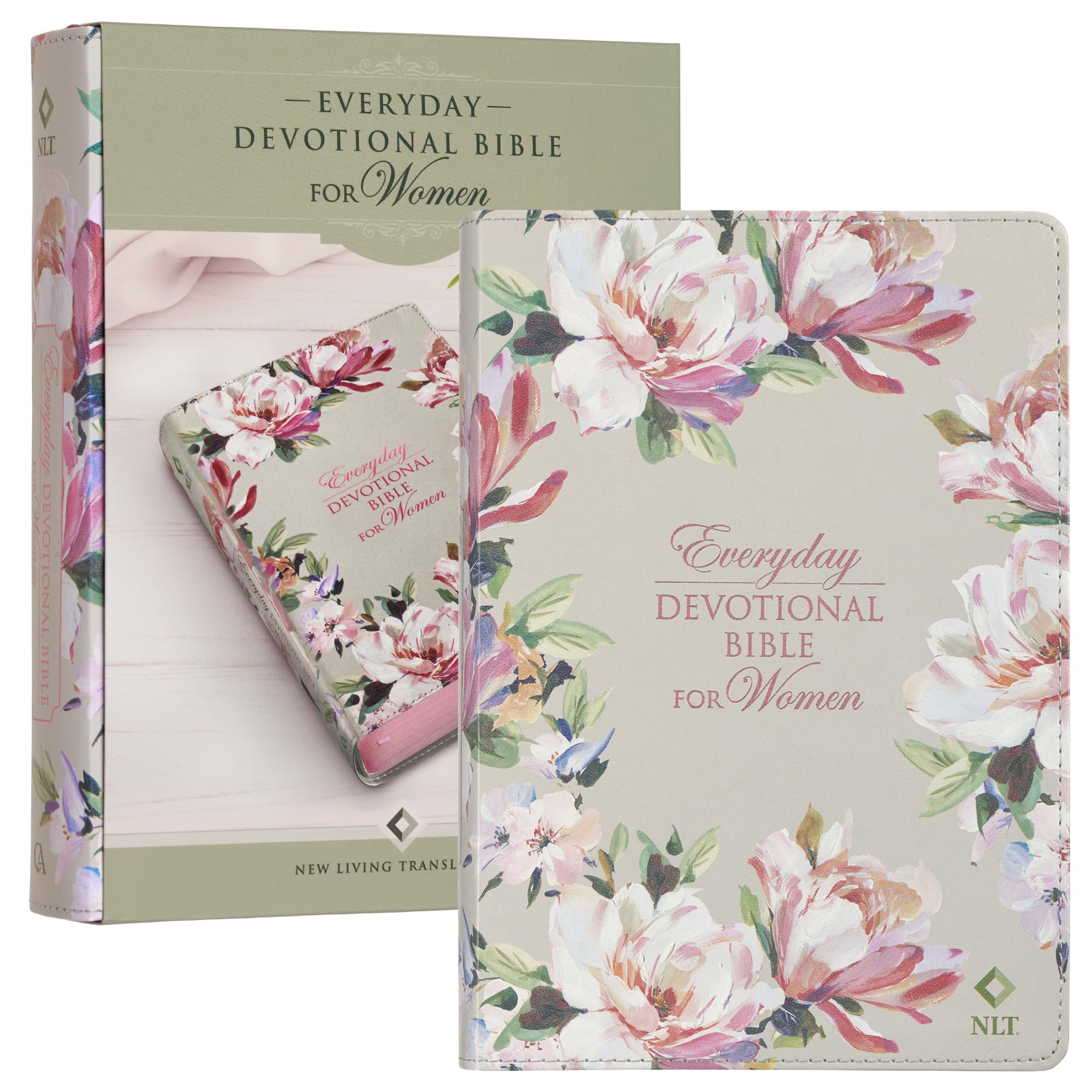 NLT Holy Bible Everyday Devotional Bible for Women New Living Translation, Vegan Leather, Pink Floral Printed Religion & Esotericism