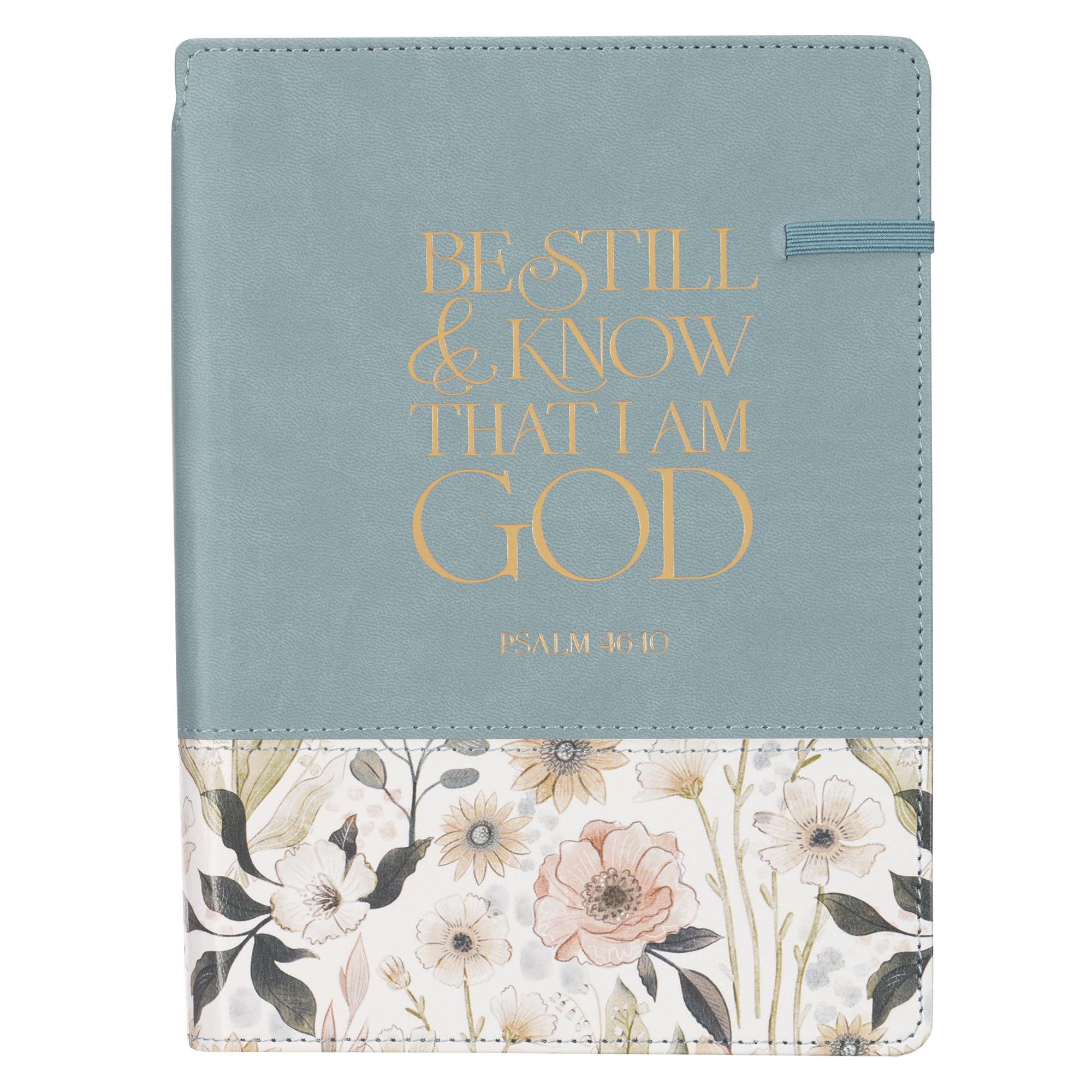 Christian Art Gifts Teal Vegan Leather Journal, Inspirational Notebook Scripture, Flexible Cover, 336 Ruled Pages, Ribbon Bookmark, Psalm 46:10 Bible Verse Lifestyle