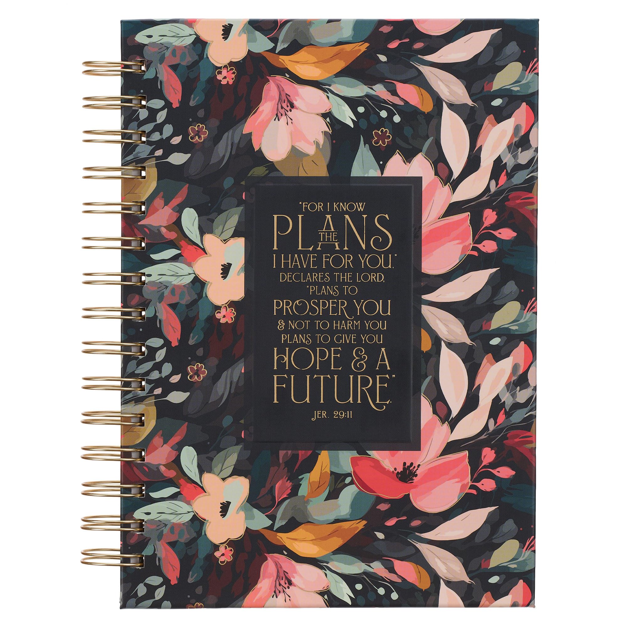 Christian Art Gifts Black Journal w/Scripture For I Know the Plans Large Bible Verse Notebook, 192 Ruled Pages, Jeremiah 29:11 Bible Verse Lifestyle