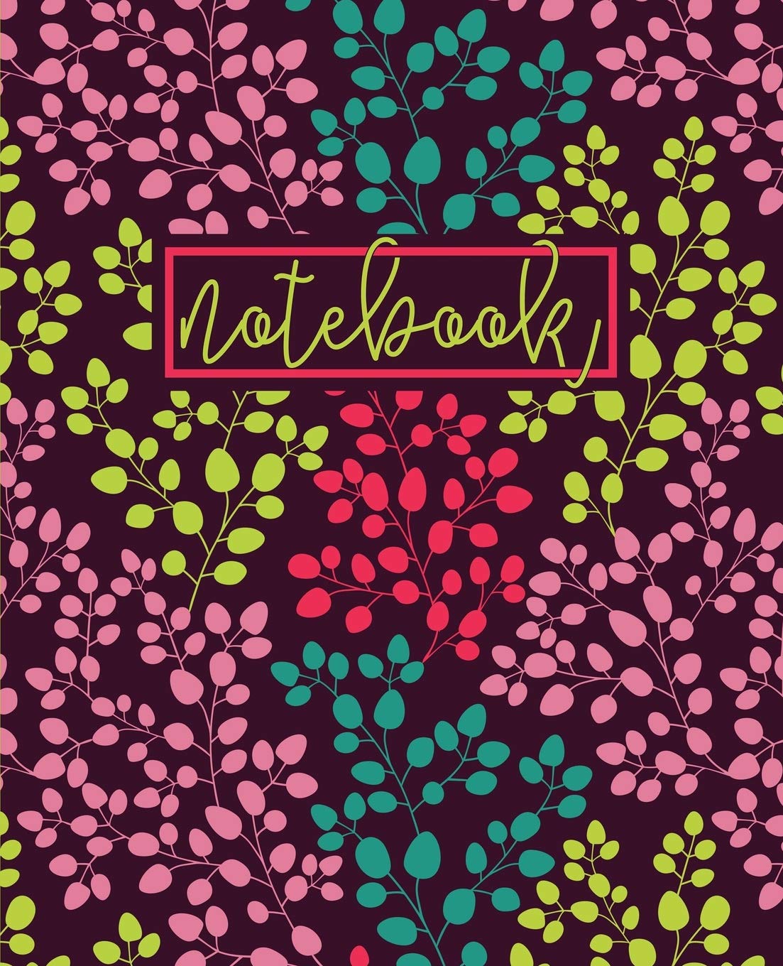 Notebook: Portable Format 7.5"x9.25" (19x23cm) Notebook Journal & Diary: Coral, Teal, Pink & Trendy Yellow Learning & Reference