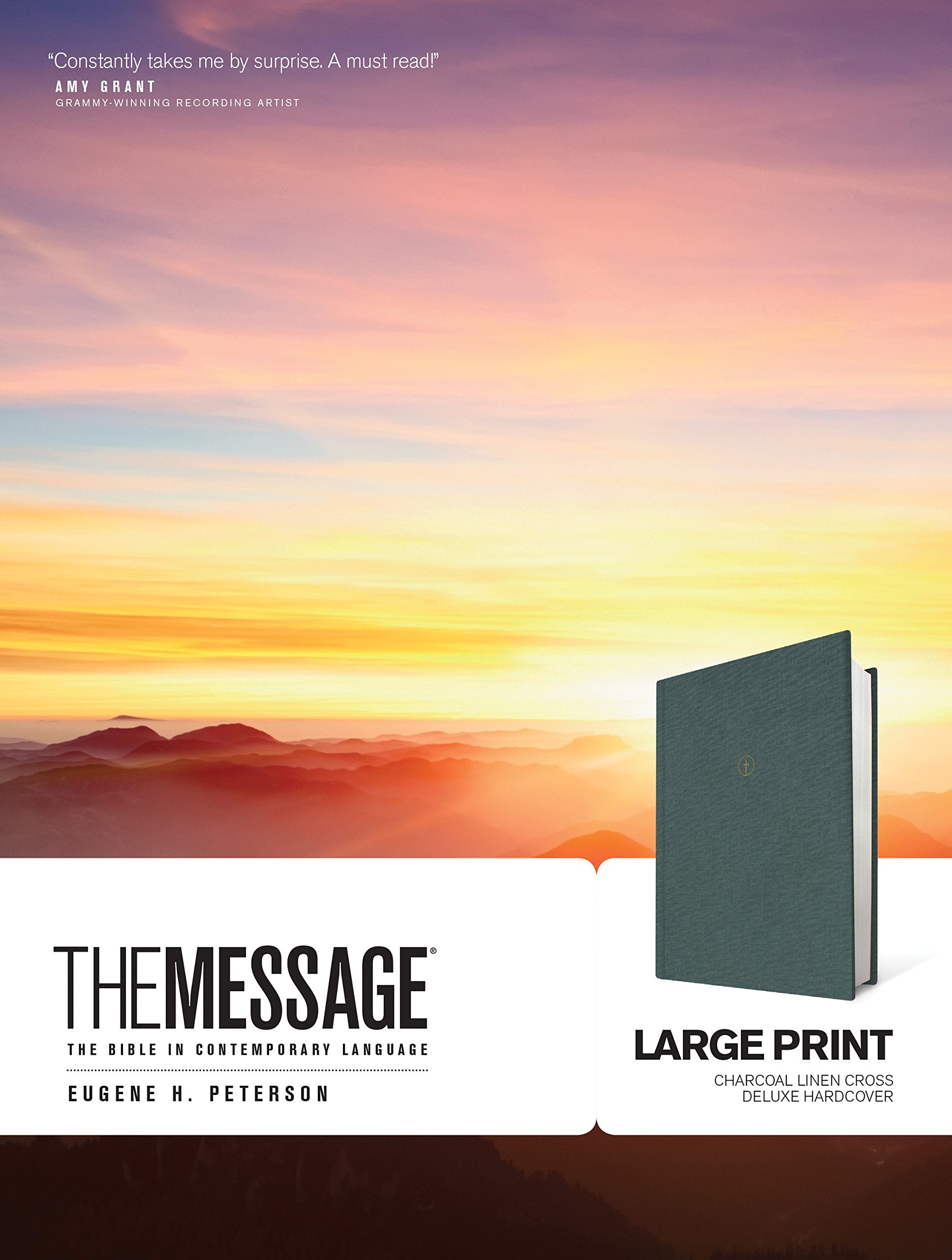 The Message: The Bible in Contemporary Language, Large Print, Charcoal Linen, Cross book