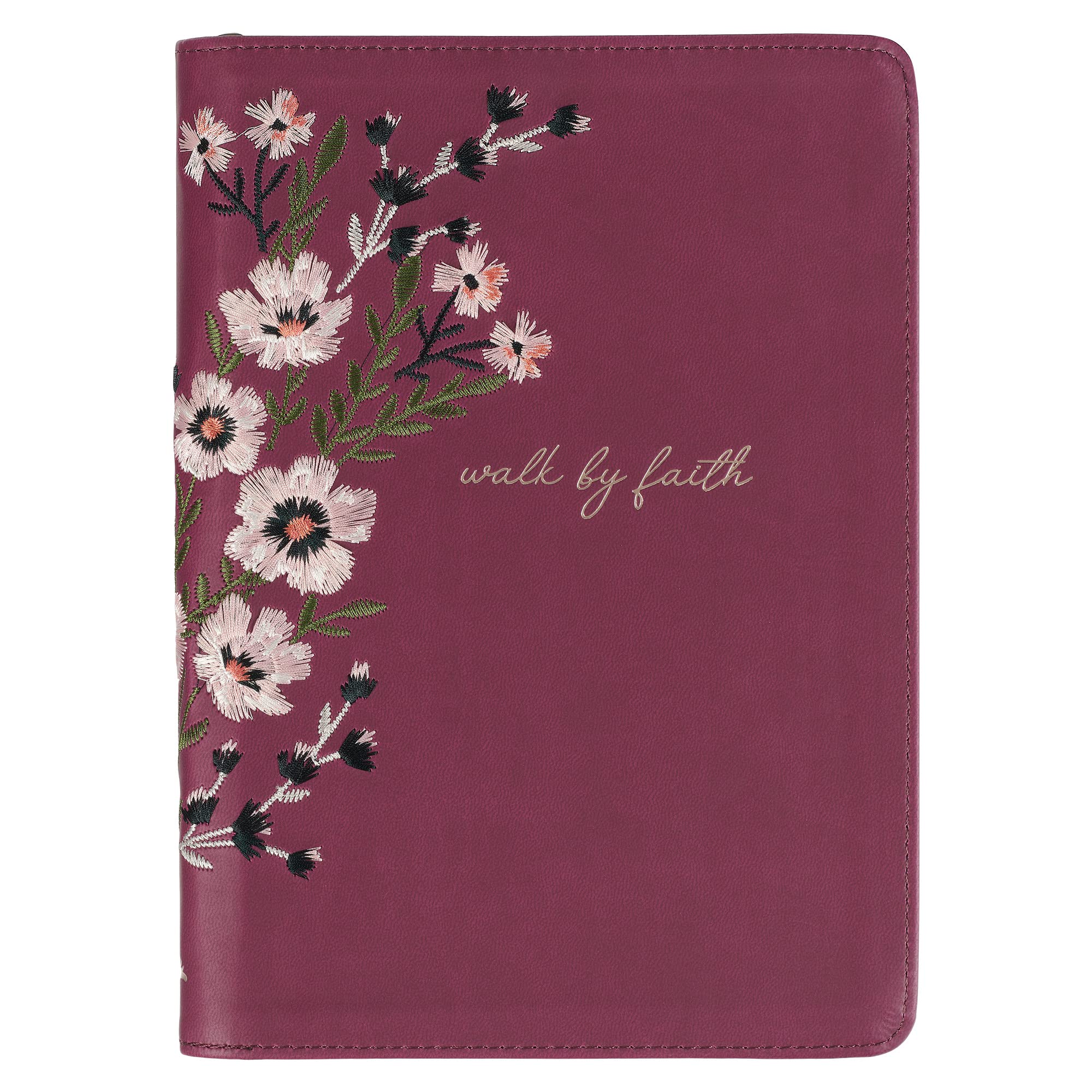 Classic Faux Leather Journal Walk by Faith 2 Corinthians 5:7 Burgundy Inspirational Notebook, Lined Pages w/Scripture, Ribbon Marker, Zipper Closure Lifestyle