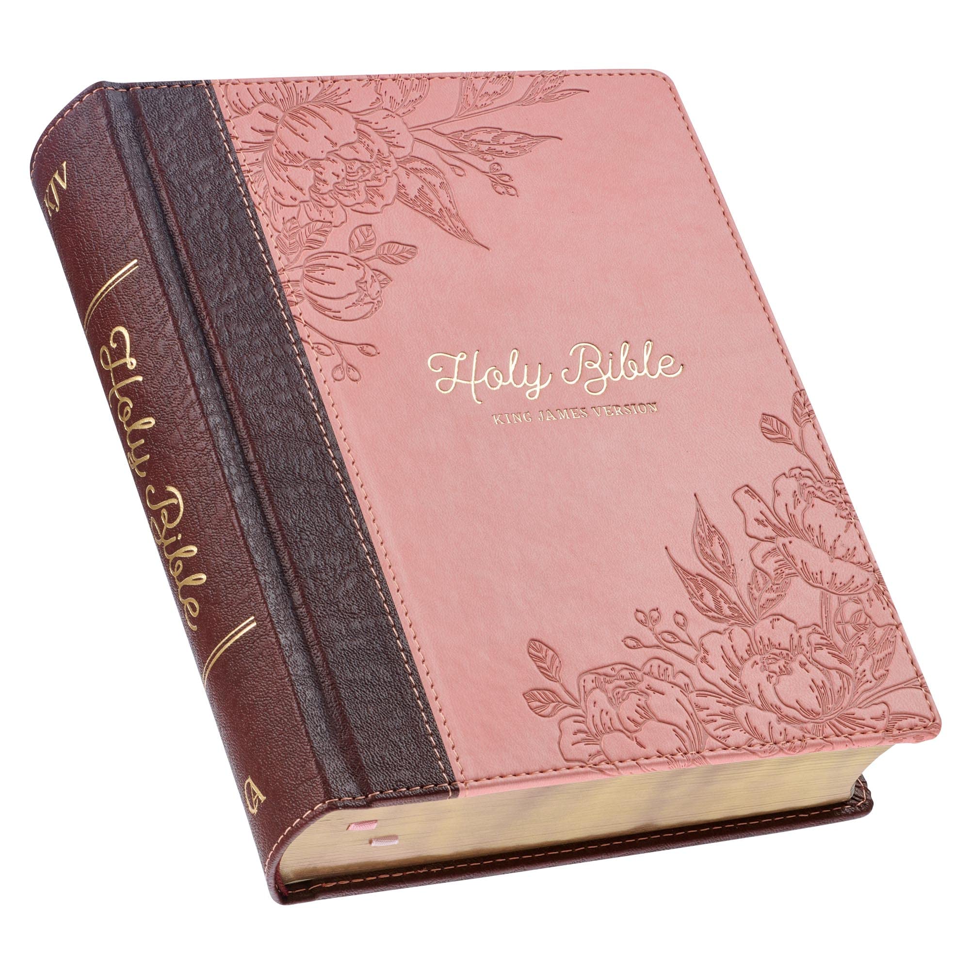 KJV Holy Bible, Note-Taking Bible, Faux Leather Hardcover - King James Version, Brown/Pink Religion & Esotericism