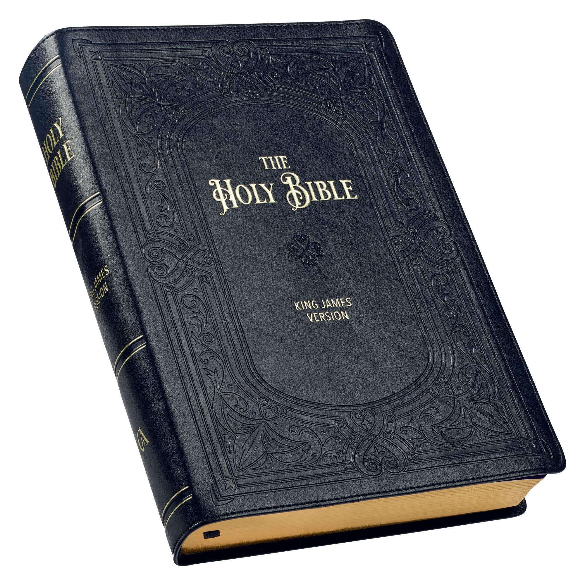 KJV Holy Bible, Giant Print Full-Size Faux Leather Red Letter Edition - Thumb Index & Ribbon Marker, King James Version, Midnight Blue Religion & Esotericism
