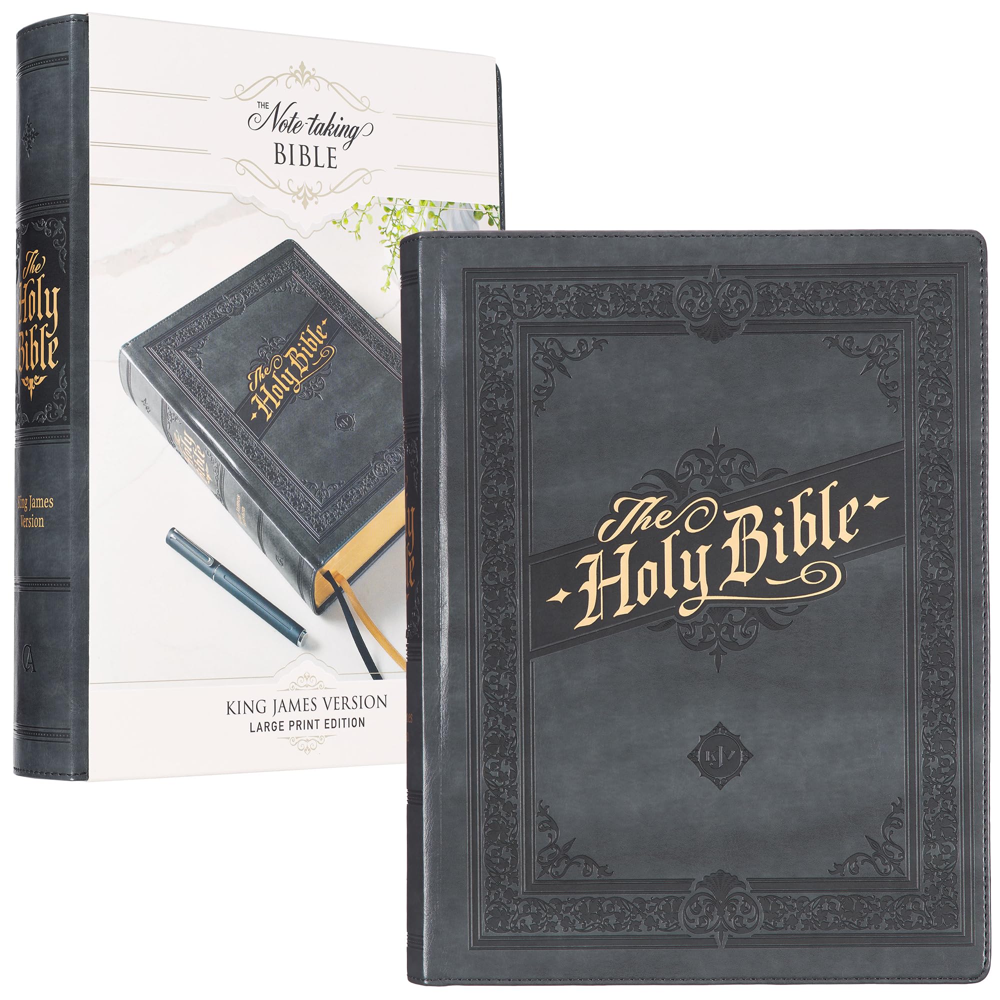KJV Holy Bible, Large Print Note-Taking Bible, Faux Leather Hardcover - King James Version, Gray Religion & Esotericism