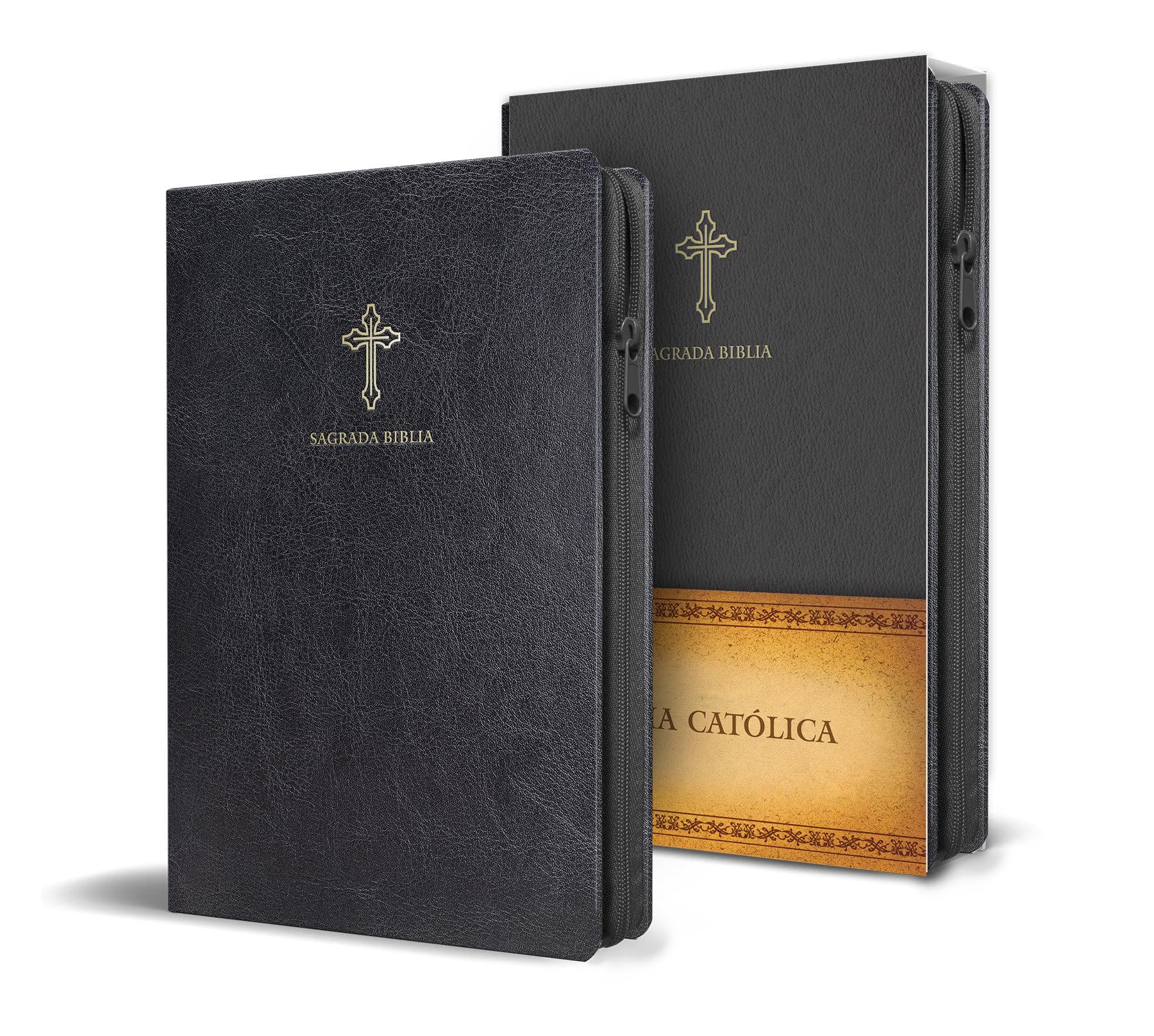 Biblia Católica En Español. Símil Piel Negro, Con Cremallera, Tamaño Compacto / Catholic Bible. Spanish-Language, Leathersoft, Black, Zipper Compact Religion & Esotericism