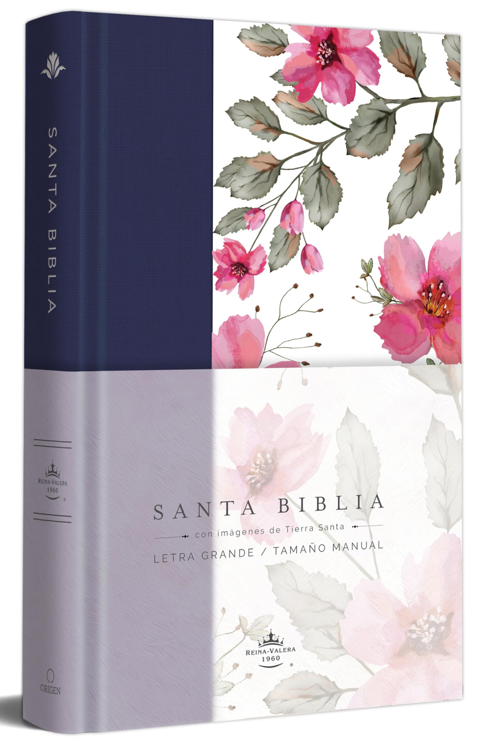Biblia RVR 1960 letra grande. Tapa dura tela azul púrpura con flores tamaño manu al / Bible RVR 1960 Handy Size Hardcover Cloth with Purple Blue ... / Spanish Bible RVR 1960 Blue with Flowers Religion & Esotericism