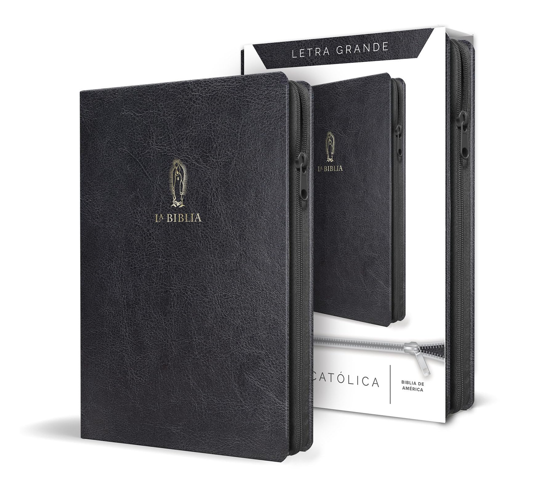 La Biblia Católica letra y tamaño grande. Símil piel negra, cremallera / Catholi c Bible in spanish Black Leathersoft with Zipper: Símil piel ... Virgin of Guadalupe stamped on the cover Religion & Esotericism