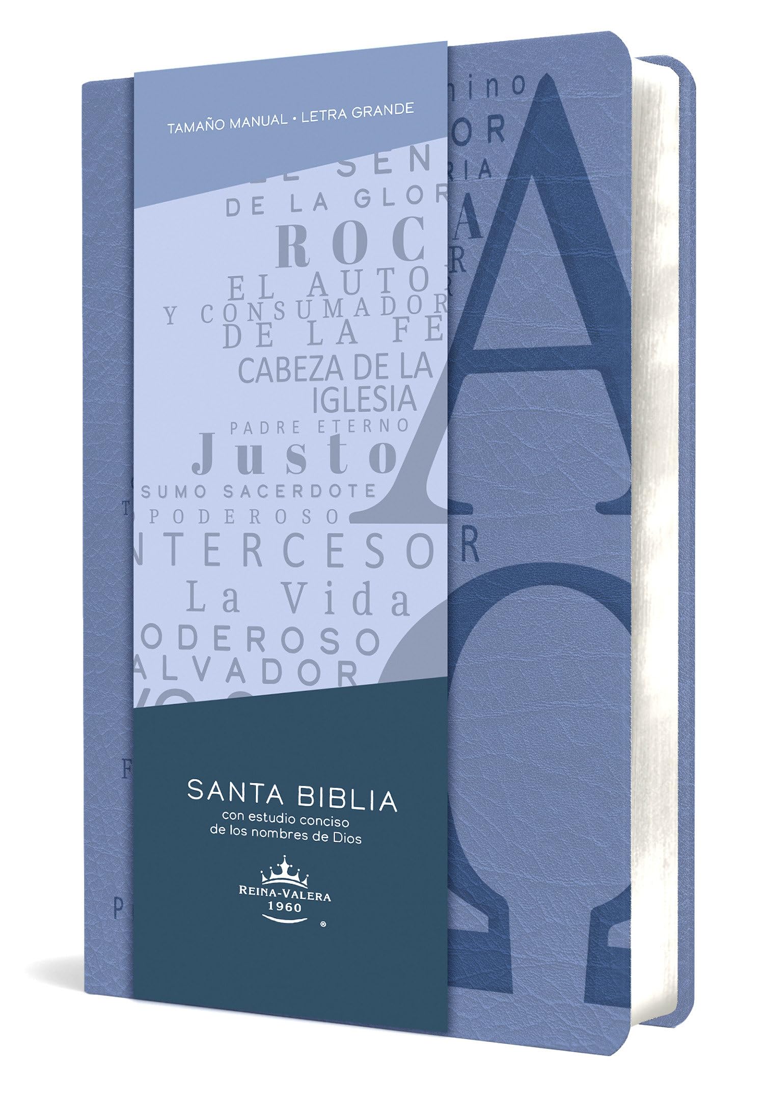 Biblia RVR 1960 letra grande tamaño manual, simil piel azul celeste con nombres de Dios / Spanish Bible RVR 1960 Handy Size Large Print Leathersoft ... Con Nombres De Dios, Simil Piel,Tamano Manual Religion & Esotericism