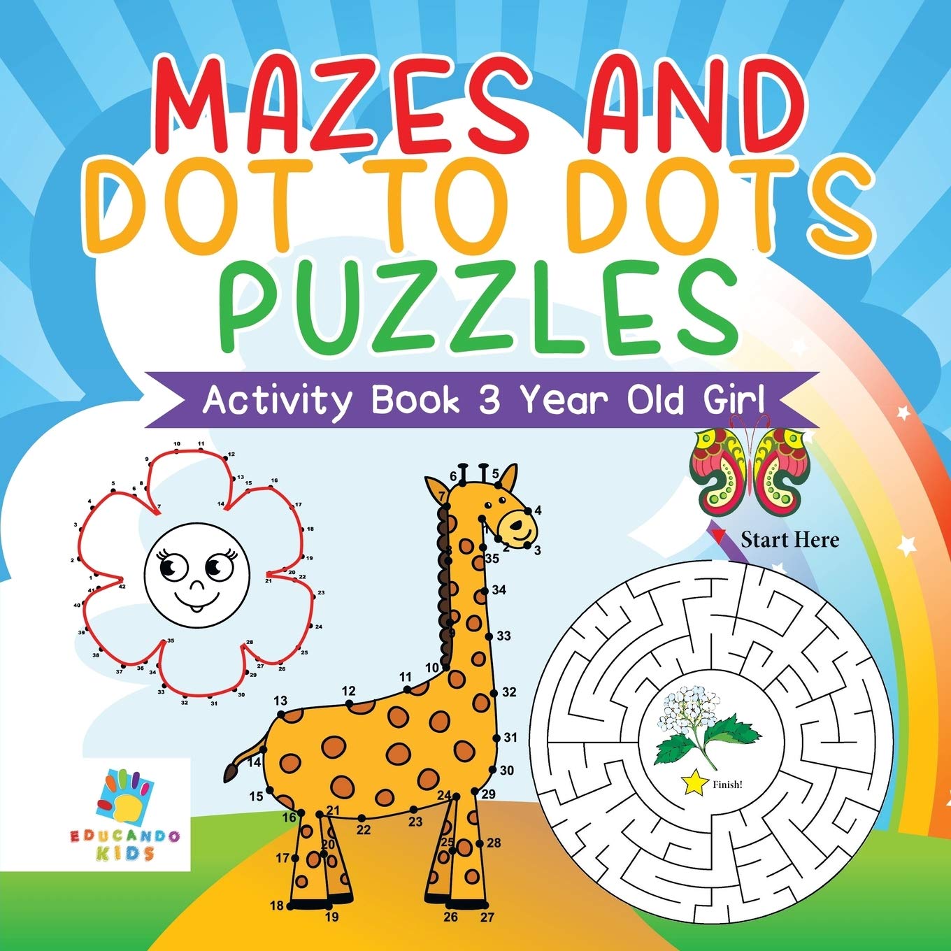 Mazes and Dot to Dots Puzzles Activity Book 3 Year Old Girl Mathematics