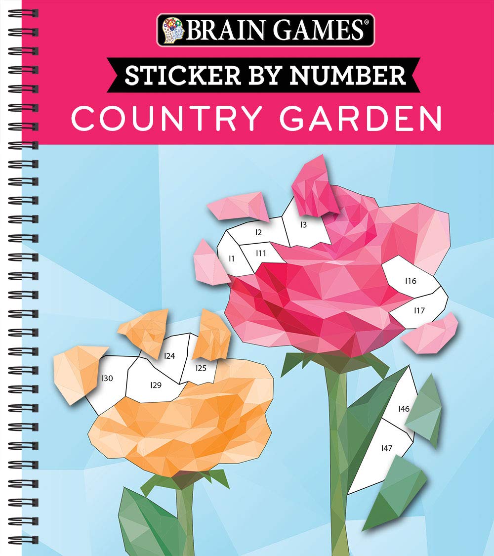 Brain Games - Sticker by Number: Country Garden (13 Images to Sticker) Leisure & Fun