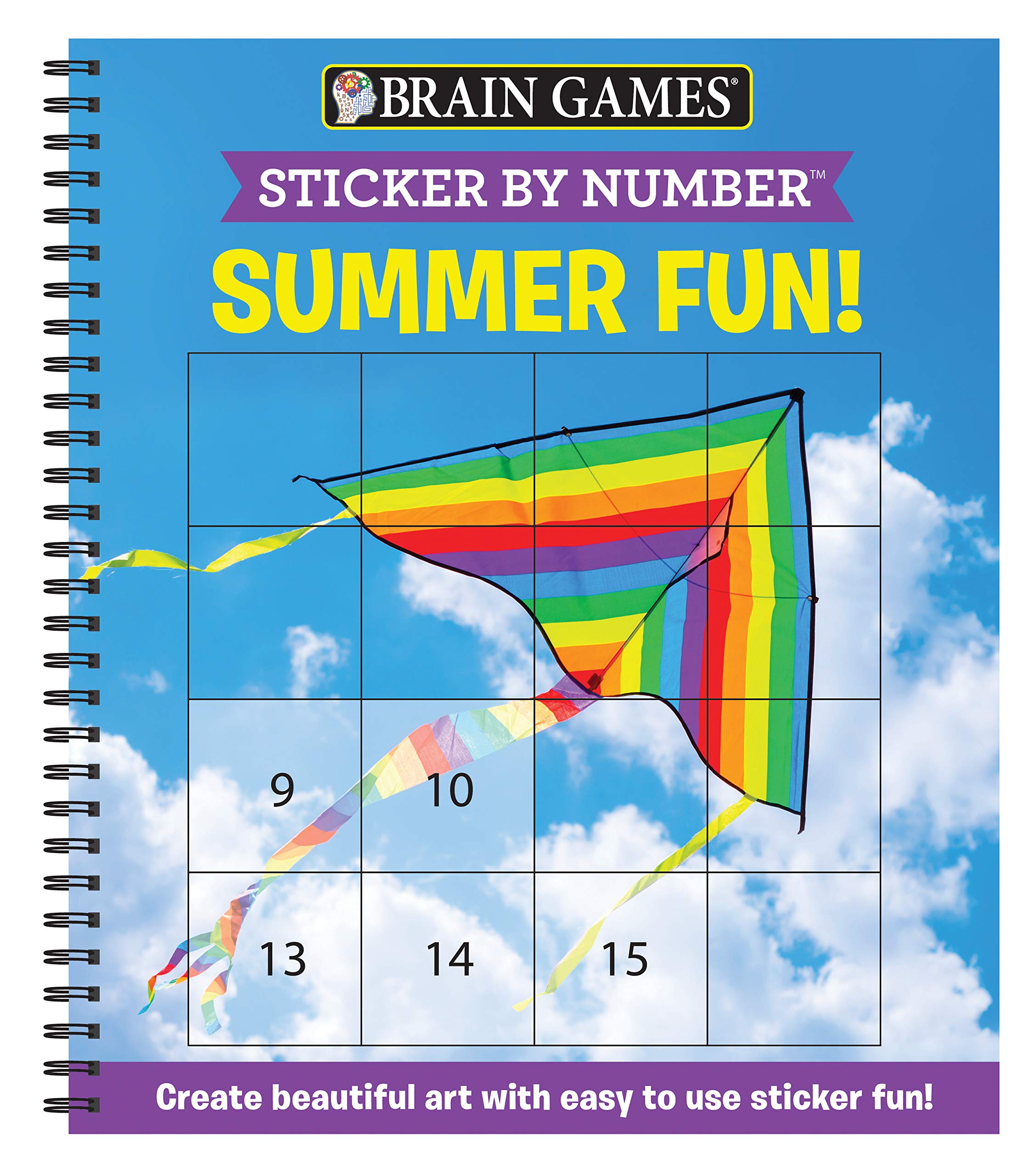 Sticker by Number Summer Fun: Create Beautiful Art with Easy to Use Sticker Fun! (Brain Games - Sticker by Number) Hobbies & Crafts