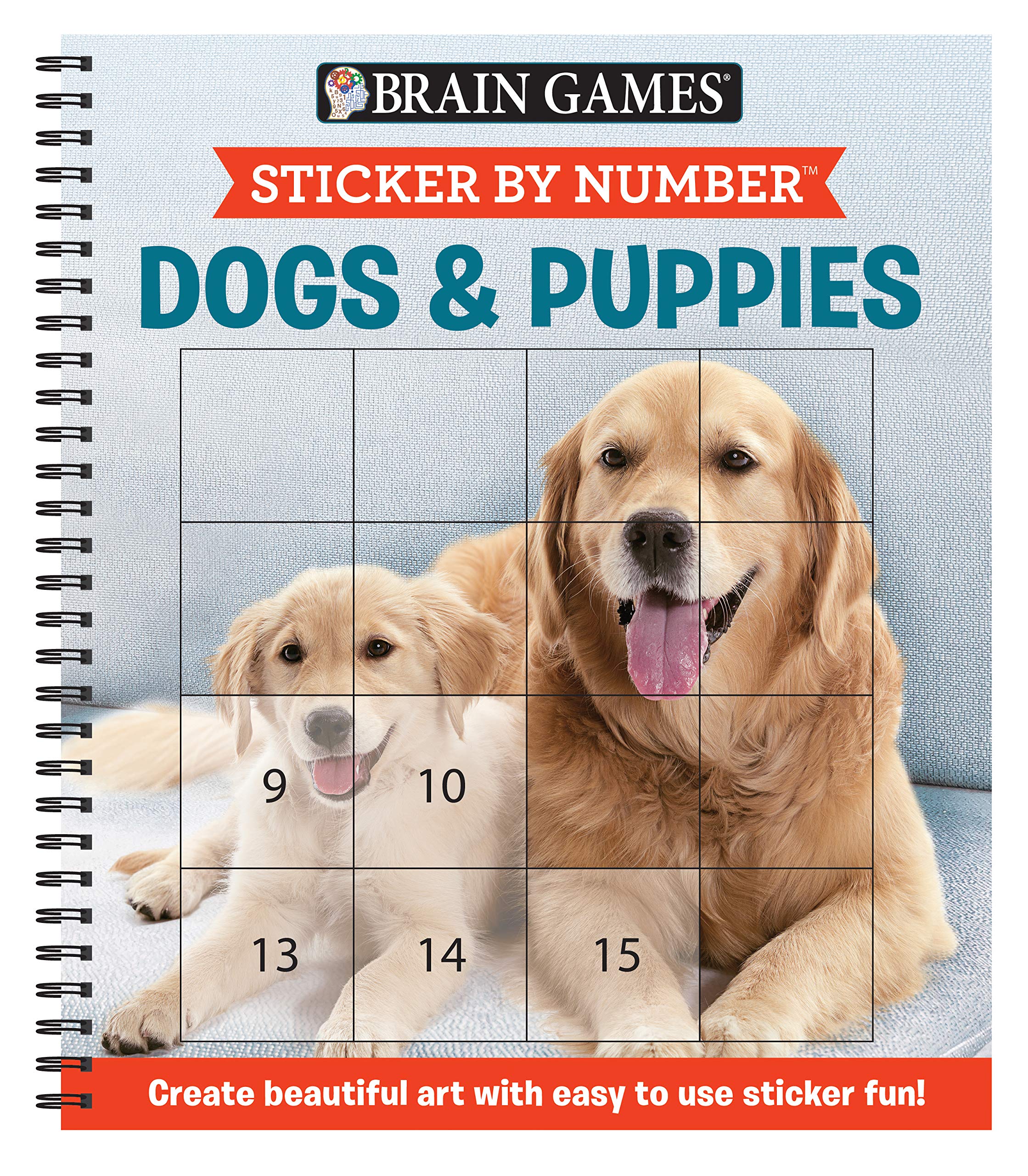 Brain Games - Sticker by Number: Dogs & Puppies (Easy - Square Stickers): Create Beautiful Art with Easy to Use Sticker Fun! Hobbies & Crafts