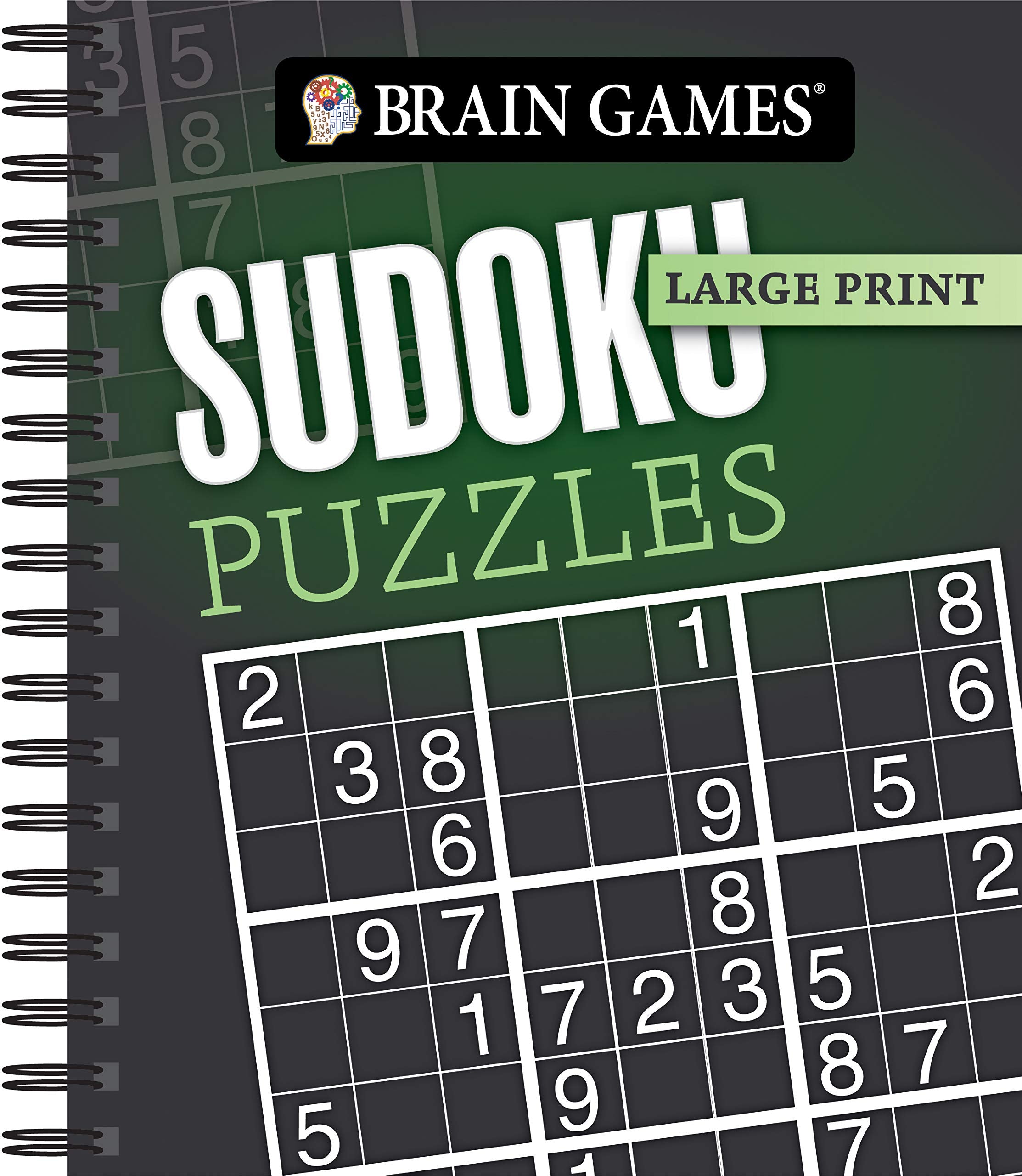 Brain Games - Large Print: Sudoku Puzzles (Dark Gray) Leisure & Fun