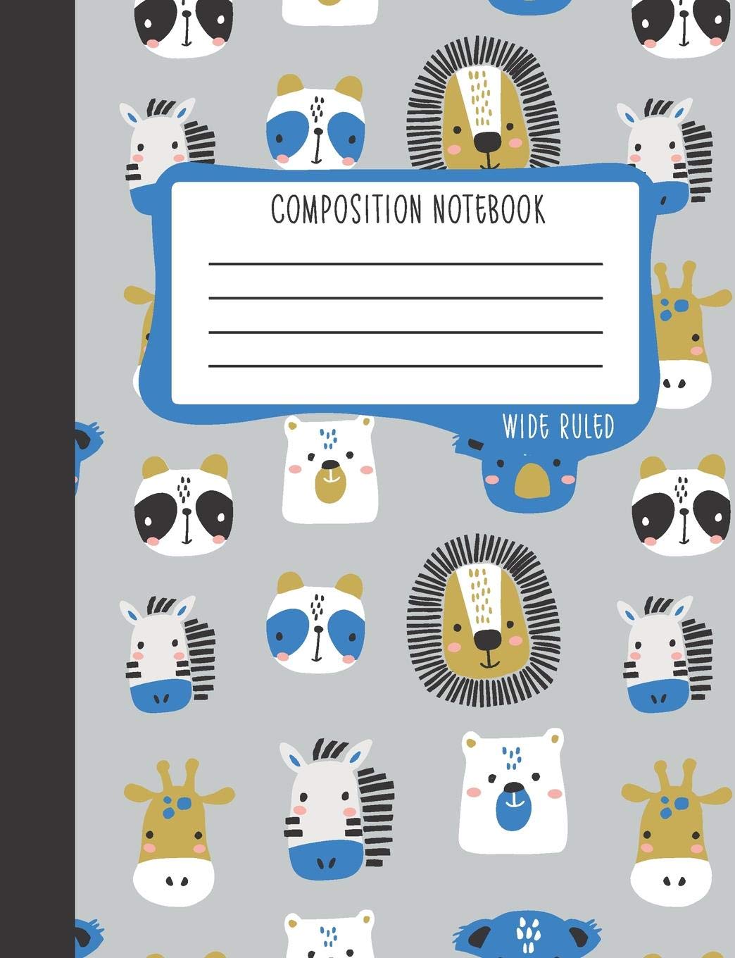Composition Notebook: Wide Ruled: 100+ Lined Pages Writing Journal: Cute Animal Faces 1165 Study Guides