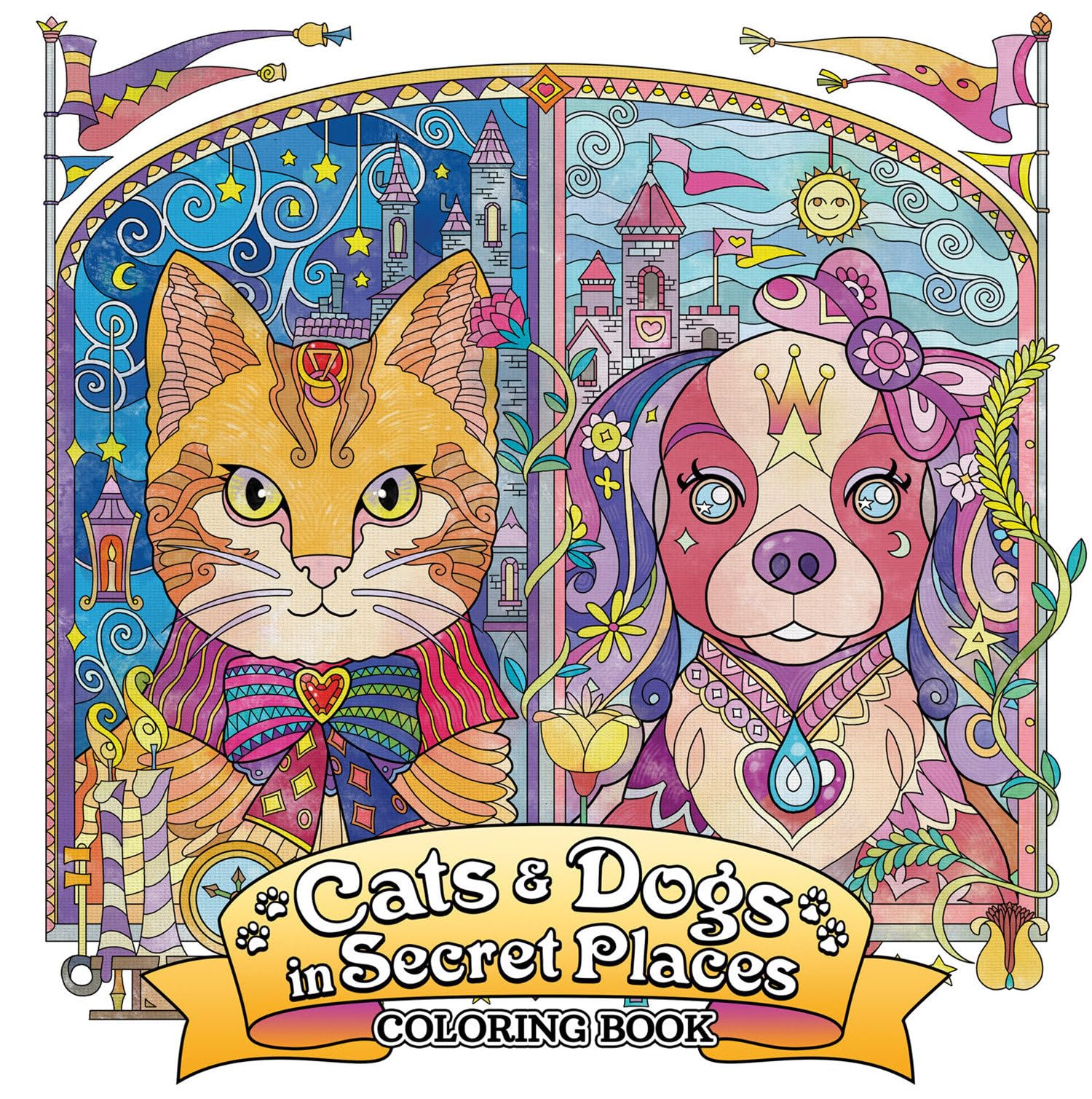 Cats and Dogs in Secret Places: Coloring Book: Malbuch Pets