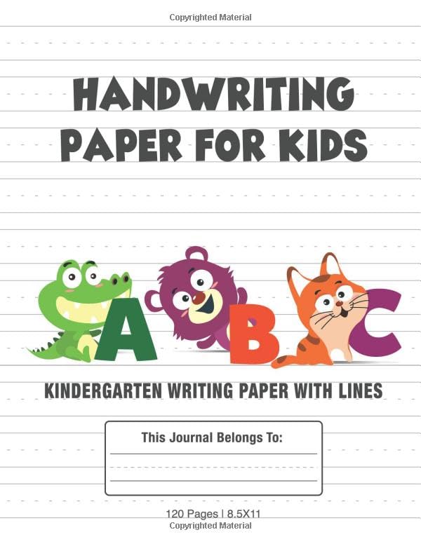 HANDWRITING PAPER FOR KIDS: Kindergarten Handwriting Practice Paper, Handwriting Paper Workbook for Kids: Handwriting Practice Notebook with Dotted ... For Kids, Abc Kids, 8.5x11 Inches, 120 Pages Learning & Reference