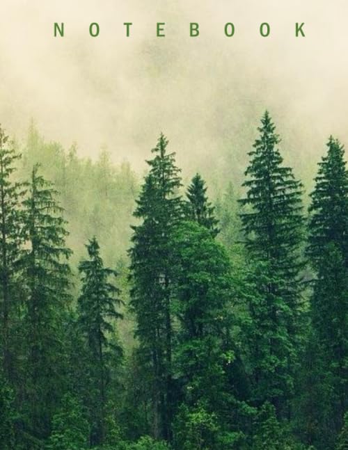 Notebook: College Ruled - 8.5 x 11 Inches - 100 Pages - Cloudy Forest Nature Cover Mathematics