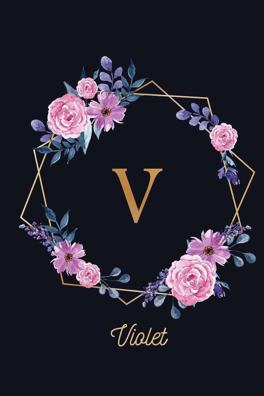 Violet: Monogram Initial Personalized Notebook Journal Gift For Girls And Women - Pink Floral Non-fiction
