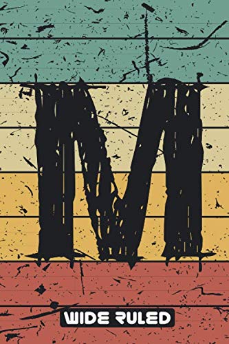 M Wide Ruled: Journal Lined Wide Ruled / Notebook Gift, 120 Pages, 6x9, Retro Vintage Background Cover, Matte Finish Essays & Short Stories