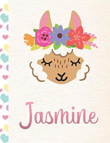 Jasmine: Personalized Llama Primary Handwriting Notebook For Girls With Pink Name | Dotted Midline Handwriting Practice Paper | Kindergarten to Early ... | Grades K-2 Composition School Exercise Book Books
