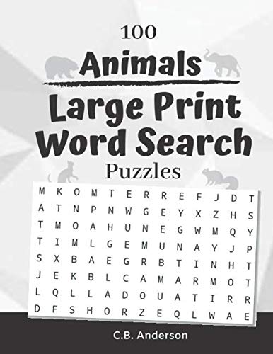 100 Animals Large Print Word Search Puzzles Leisure & Fun