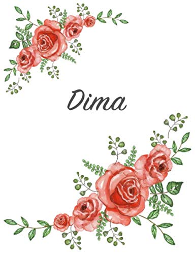 Dima: Personalized Notebook with Flowers and First Name – Floral Cover (Red Rose Blooms). College Ruled (Narrow Lined) Journal for School Notes, Diary Writing, Journaling. Composition Book Size Parents & Children