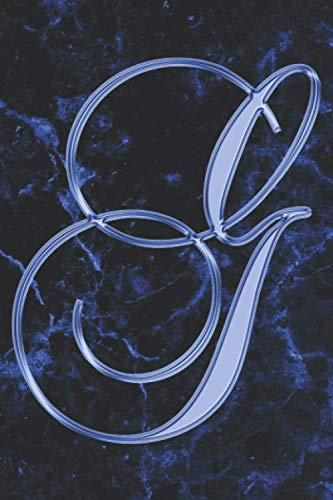 G Journal: A Monogrammed G Initial Capital Letter Notebook For Writing And Notes: Great Personalized Gift For All First, Middle, Or Last Names (Blue Gold Watercolor Black Marble Granite Veins Print) Essays & Short Stories