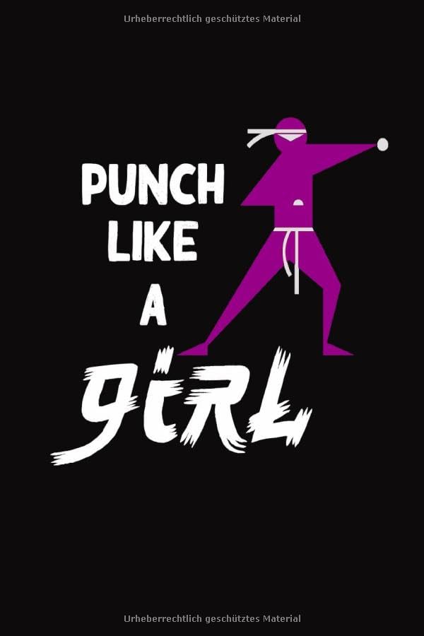 Punch Like A Girl: Karate Mädchen Notizbuch | tagebuch mit schloss mädchen | Journal mit 120 leeren Linierte Seiten Große Frauen Manga