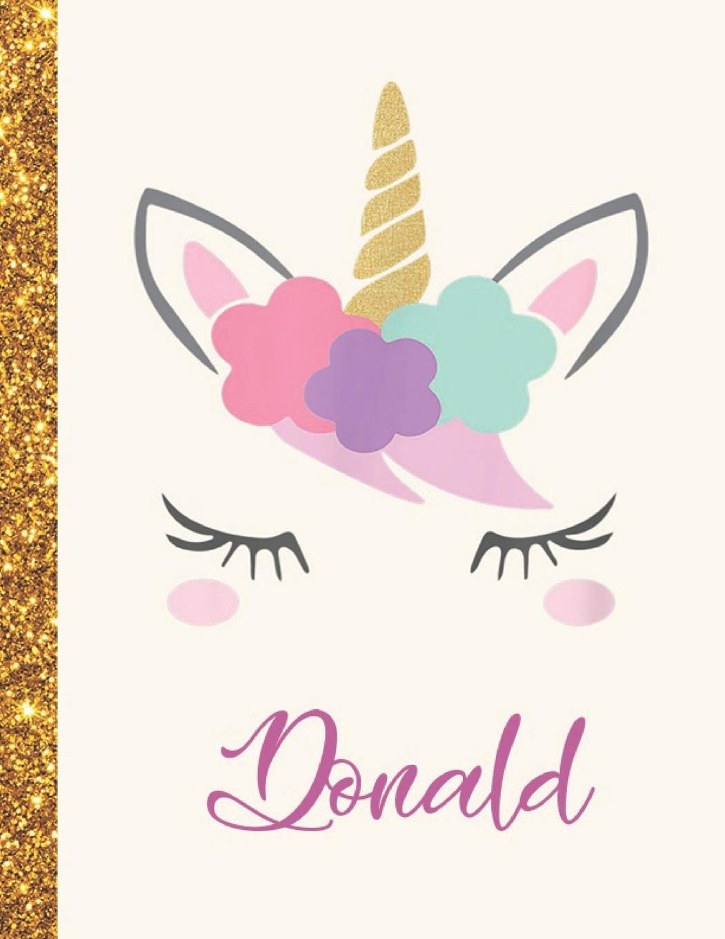 Donald: Donald Unicorn Personalized Black Paper SketchBook for Girls and Kids to Drawing and Sketching Doodle Taking Note Marble Size 8.5 x 11 Film, Art & Culture