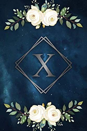 X: Nifty Cosmic & White Floral Dot Grid Bullet Notebook with Monogram Initial Letter X for Women, Girls & School - Personalized Blank Journal with Dot ... Pages - Fantastic Deep Space Galaxy & Nebula book