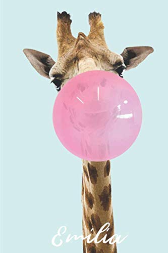Emilia: Cute Giraffe - Blank Personalized Name Lined Notebook Journal Gift For Girls Women Non-fiction