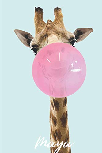 Maya: Cute Giraffe - Blank Personalized Name Lined Notebook Journal Gift For Girls Women Non-fiction