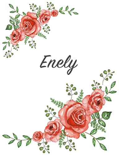 Enely: Personalized Notebook with Flowers and First Name – Floral Cover (Red Rose Blooms). College Ruled (Narrow Lined) Journal for School Notes, Diary Writing, Journaling. Composition Book Size Parents & Children