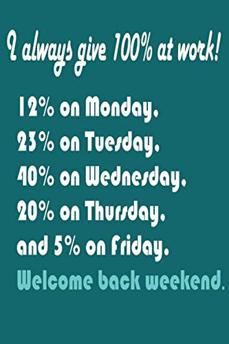 I Always Give 100% at Work: : Lined notebook,Sarcastic Gag Notebook and Journal, Blank Lined , Perfect Gift for Women, Men, girls, Boys, Kids and ... planner, sketchbooks, and journaL Business, Finance & Career