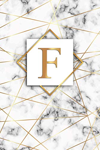 F: Pretty White Marble Blank Dot Grid Bullet Notebook with Monogram Initial Letter F for Women & Girls - Adorable Golden Lined Personalized Diary & Journal with Dot Gridded Pages Business, Finance & Career