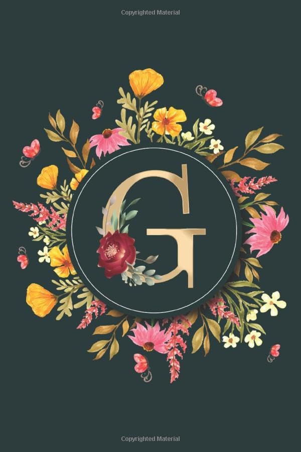 Letter G Notebook: Initial Monogram Letter G Journal - Pretty Personalized Lined Notebook For Kids, Girls, Women. ruled notebook Size 6 x 9 inches - 120 Pages Reference Books