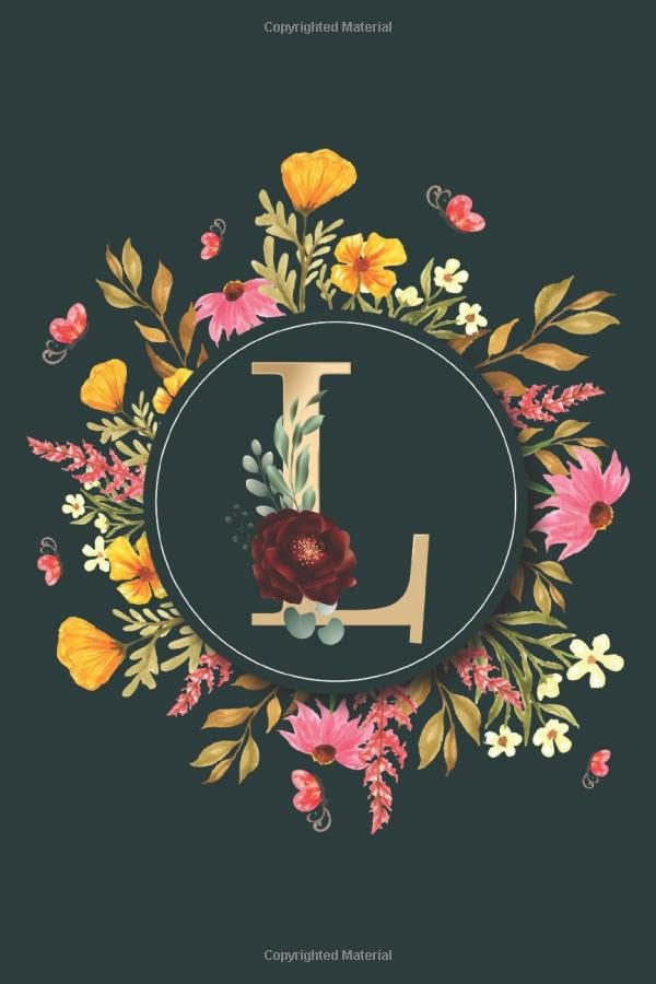 Letter L Notebook: Initial Monogram Letter L Journal - Pretty Personalized Lined Notebook For Kids, Girls, Women. ruled notebook Size 6 x 9 inches - 120 Pages Reference Books