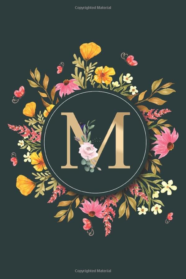 Letter M Notebook: Initial Monogram Letter M Journal - Pretty Personalized Lined Notebook For Kids, Girls, Women. ruled notebook Size 6 x 9 inches - 120 Pages Reference Books