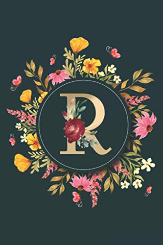 Letter R Notebook: Initial Monogram Letter R Journal - Pretty Personalized Lined Notebook For Kids, Girls, Women. ruled notebook Size 6 x 9 inches - 120 Pages Reference Books