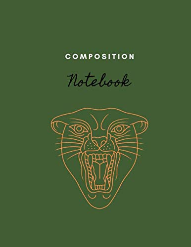 Composition Notebook Dark Green & Tiger: College Ruled Blank Lined Cute Notebooks for Adults Teens Kids School Writing Notes Journal (110 Pages, 8.5” x 11”) Film, Art & Culture