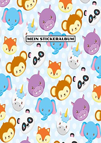 Mein Stickeralbum: Leeres Stickerbuch | Zum sammeln | Kein Silikonpapier | Geschenk für Kinder | Motiv: Tiergesichter Books