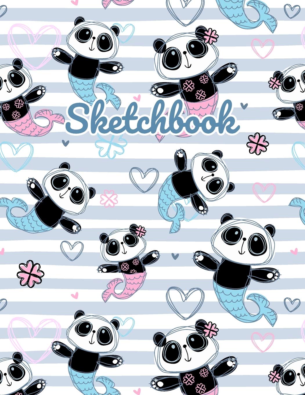 Sketchbook: Journal and Sketch Pad | 100+ Pages of 8.5"x11" Blank Paper for Drawing, Jourmal, Doodling or Sketching | Mermaid Panda Cover Design Manga