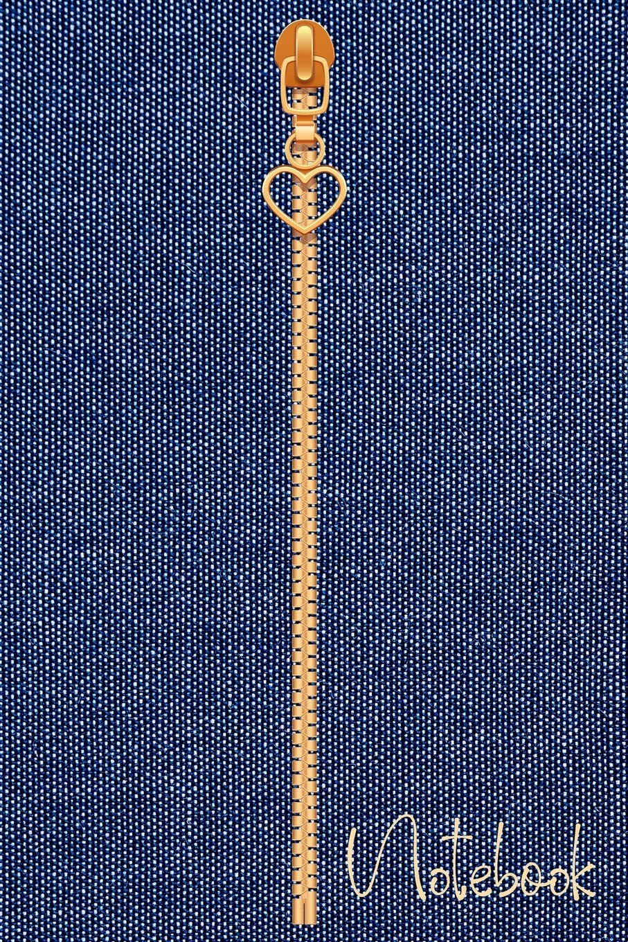 Notebook: Realistic Fabric Jeans Golden Zipper Notebook Journal With Blue Background, 6" x 9" Inches, 110 Pages Film, Art & Culture