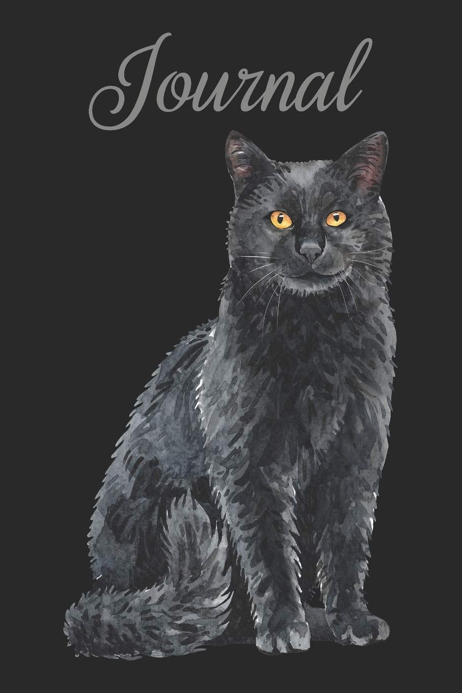 Journal: Grey Black Watercolor Cat - Notebook - Journal - Cat Lover - Fur Baby - Pet - Companion - Feline - Friend Media & Communication