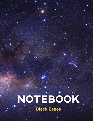Black Pages Space/ stars Notebook: Lined Notebook / Journal Gift, 100 Pages, 8x5, White ink and Gel pens Journaling at School and Home Hobbies & Crafts