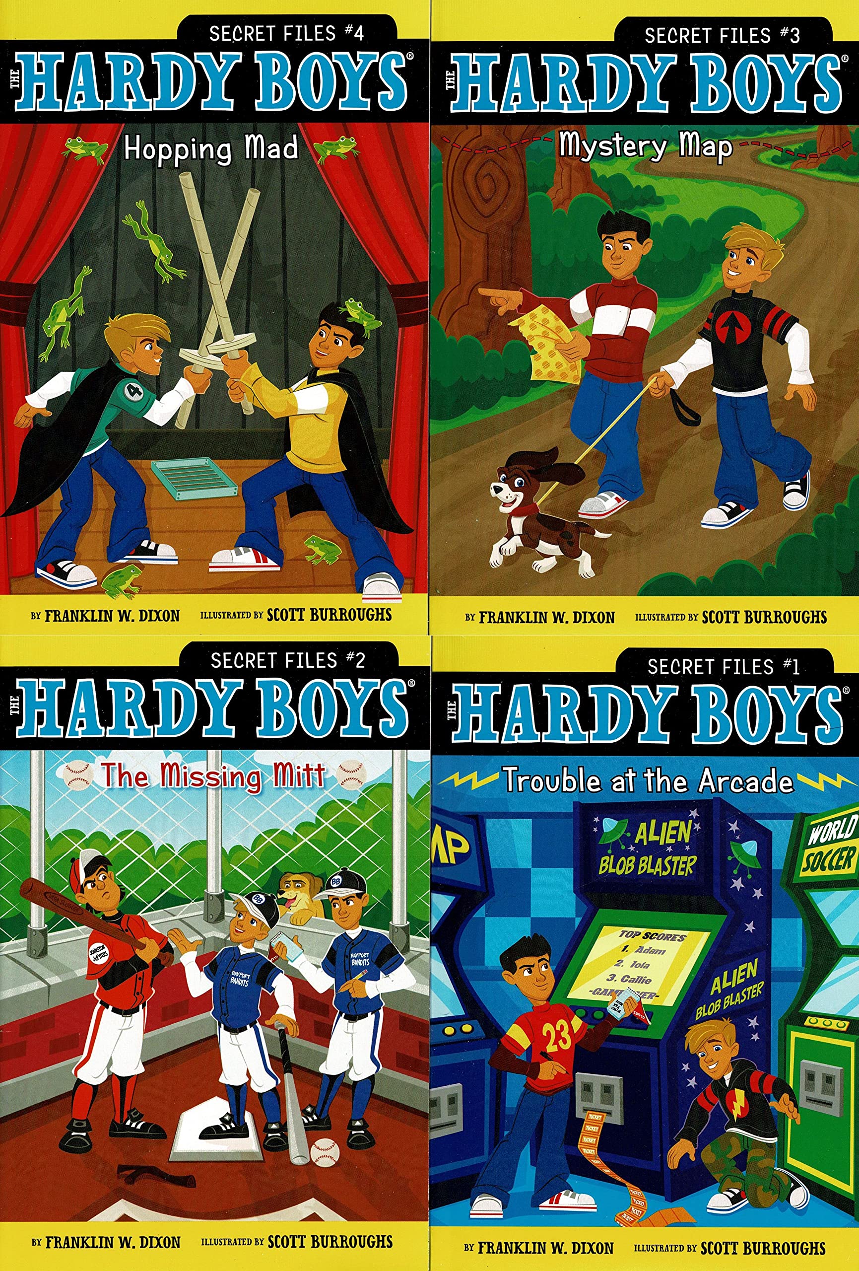 The Hardy Boys - Hopping Mad, Mystery Map, My Missing Mitt, Trouble at the Arcade - secret files vol.1-4 - Children's Book (Set of 4 Books) Books
