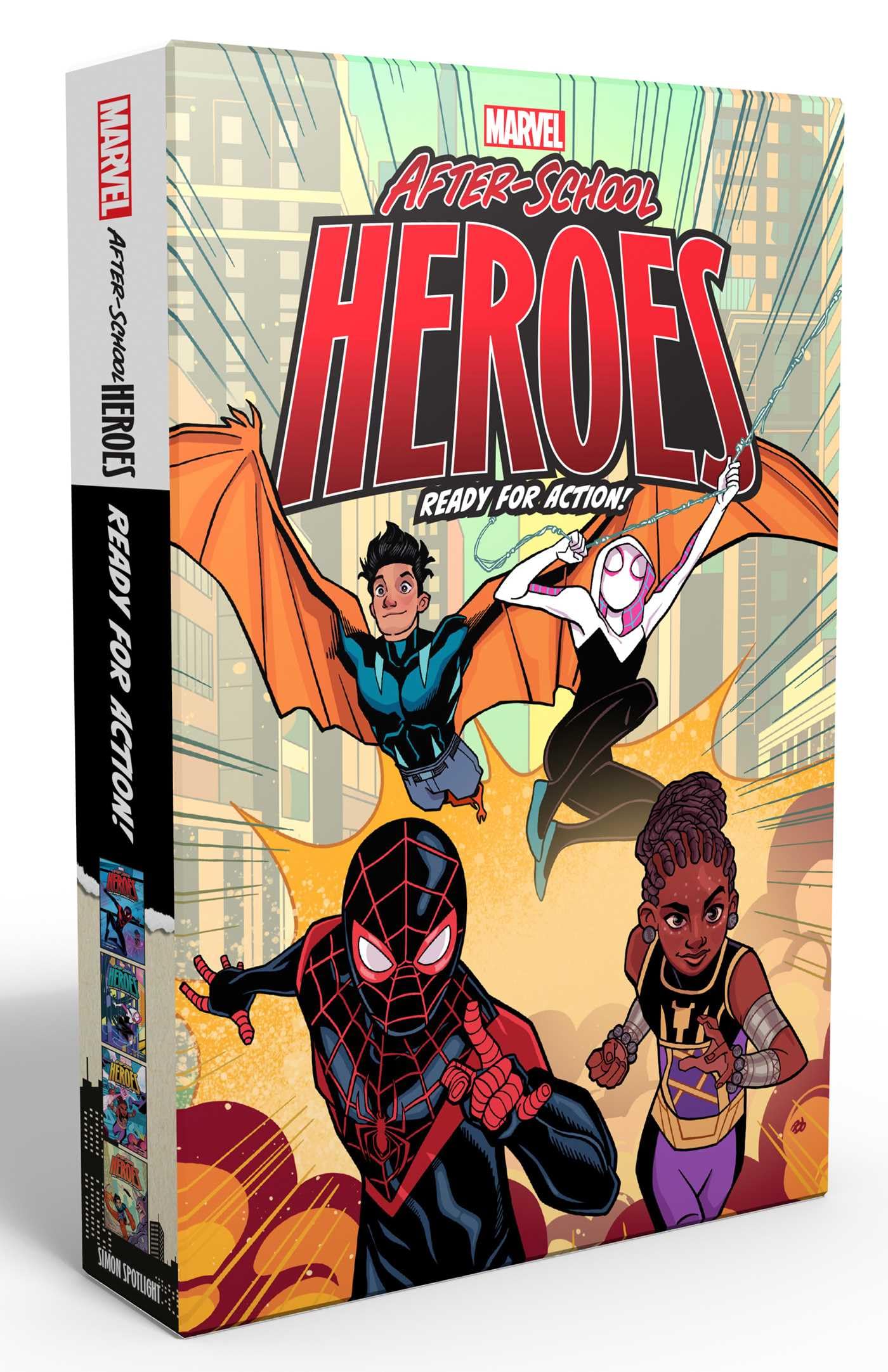 The Marvel After-school Heroes Ready for Action! Boxed Set: Miles Morales Untangles a Web; Ghost-spider's Unbreakable Mission; Shuri Takes Control; Reptil & Ghost-spider Join Forces! Novels & Short Stories
